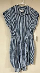Japana gestreiftes blau-weißes Kleid Minikleid mit elastischem Bund, Gr. Large, neu mit Etikett - Bild 1 von 3