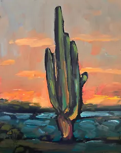 New Impressionism Art Original Canvas Painting Cactus Landscape Studio Hawkins - Picture 1 of 9