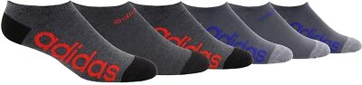 ADIDAS Youth Superlite Linear No-Show Socks 6 Pairs Gray & Black Kids Large 3Y-9 - Image 1 of 3