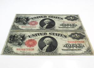 1917 United States 1 Dollar Saw-Horse Large Note Legal Tender Lot of 2 #C225-1