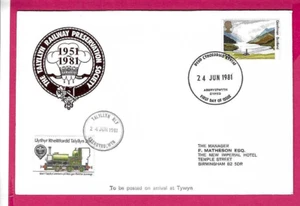 TREN TALYLLIN 1981 FDC - TRUSTS NACIONALES - Shs ABERYSTWYTH & ABERGYNOLWYN - Imagen 1 de 1