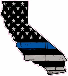 Thin Blue Line Police California US Flag Distressed Vinyl Sticker Decal 4 pulgadas - Imagen 1 de 1