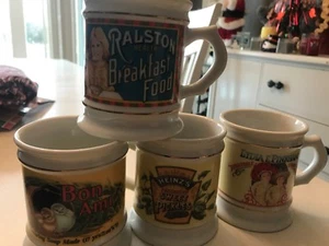 LOT OF 4 CORNER STORE PORCELIAN MUGS RALSTON  HEINZ  BIN AMI - Picture 1 of 5
