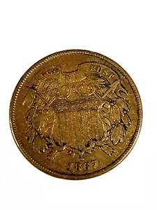 1867 U.S. 2 Cent Coin Estate Find Ungraded But Looks Great See Photos NICE - Picture 1 of 3