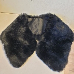 Vintage Black Faux Fake Fur Collar Detachable Separate 23" Short Hair Pin-up - Picture 1 of 11