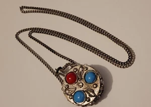 Vintage verziertes Parfüm Giftgefäß Urne Anhänger Halskette Tupfer - Bild 1 von 6