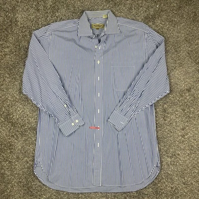 Paul Stuart Shirt Mens 16.5/33 Button Up Dress Oxford Formal Blue Bengal Stripe - Image 1 of 4