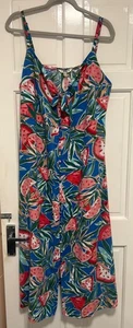 BNWT Fat Face 18 Regular Blue Botanical Watermelon Midi Dress - Picture 1 of 3