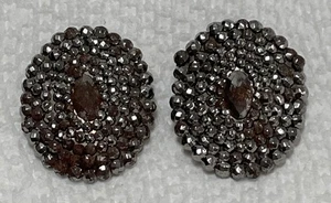ANTIQUE RARE PAIR OF STEEL CUT OVAL SHAPED SHANK BUTTONS - Picture 1 of 23