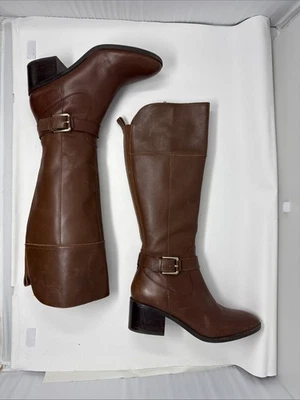 Botas Marc Fisher Medianas Cuero de Becerro Eje Alto Marrón 9.5M Cremallera Foto 1 de 4