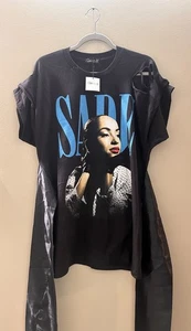 Rock N Remix Sade Customized Flare Thrashed Oversized Grafik T-Shirt Neu mit Etikett - Bild 1 von 13