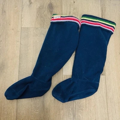 Calcetines de bota Hunter azul marino con diseño de puño a rayas para mujer talla 7,5 Foto 1 de 4