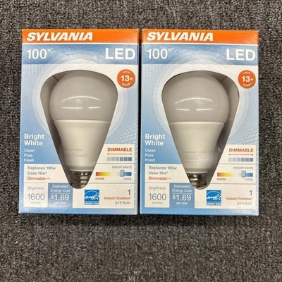 Sylvania 100W Equivalent LED Bulbs - Bright white - 2 Pack - Image 1 of 2