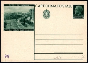 CARTOLINA INTERO POSTALE DA C.15 "OPERE DEL REGIME" LITTORIA FILAGRANO C87/7 NUO - Picture 1 of 2