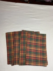 TOVAGLIOLI PLAID (4) BORDEAUX VERDE ARANCIONE VIOLA QUADRATI 15 POLLICI COTONE USATI IN OTTIME CONDIZIONI - Foto 1 di 2