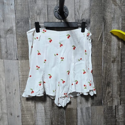 Aqua White Cherry Print Shorts MISSING BELT NWT - Image 1 of 3