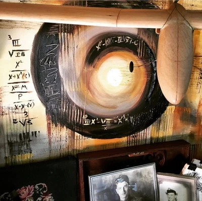 Framed Acrylic Painting 36" x 72" Sci Fi Apocalyptic 'Stargate' - Israeli Artist - Image 1 of 4