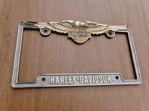 VINTAGE 1980'S HARLEY DAVIDSON CHROME LICENSE PLATE FRAME BY CHROME GRAPHICS - Picture 1 of 8