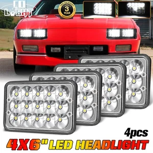 Fit for Chevrolet Camaro Iroc-Z Z28 1982-1992 4PC 4x6" LED Headlights Hi/Lo Beam - Bild 1 von 12