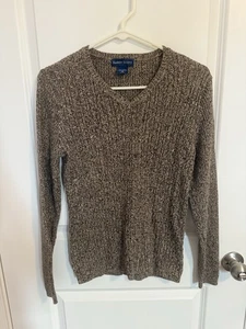 Suéter para mujer Karen Scott talla mediana 100 % algodón cuello en V tejido - Imagen 1 de 3