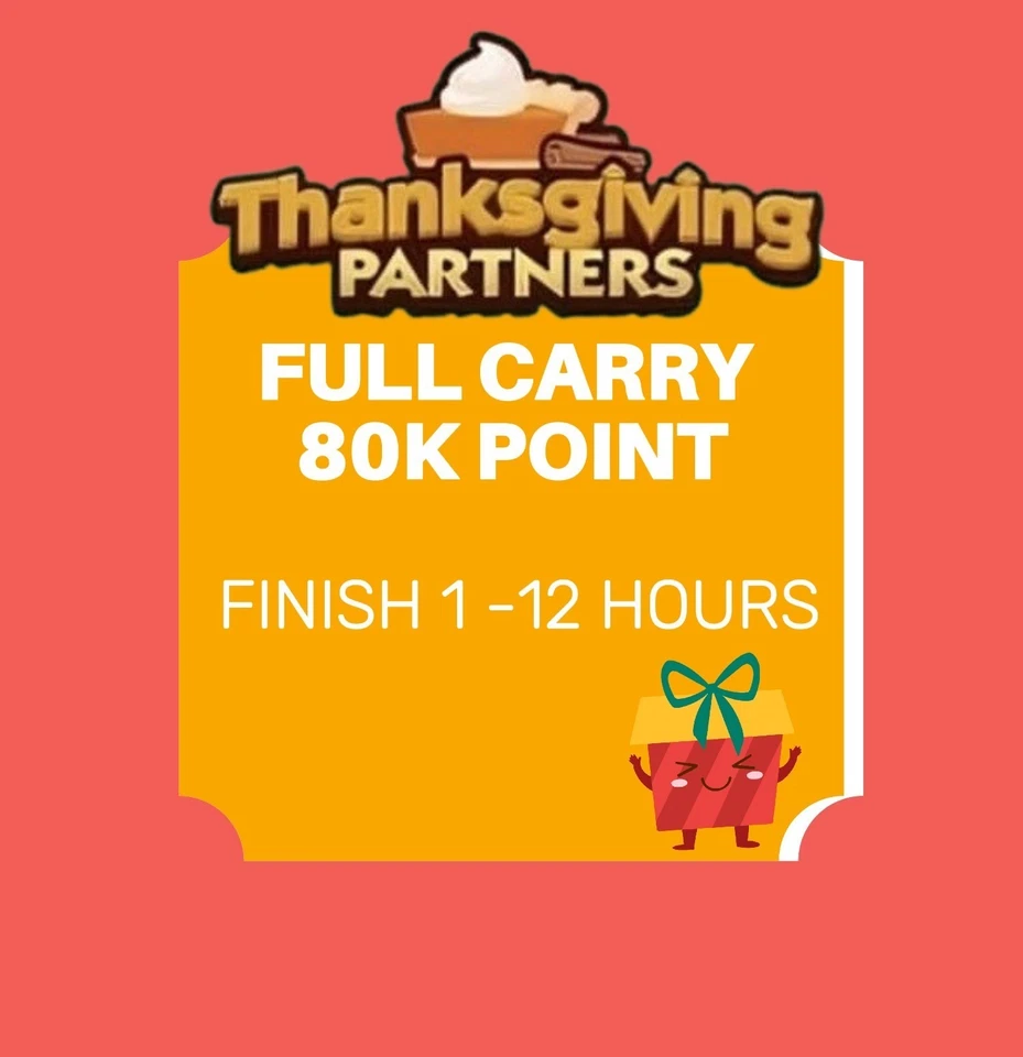 Monopoly_go Partner_Event ⚡️Thanksgiving Partners ⚡️ Rush 1-12 Hours full carry - Image 1 of 1