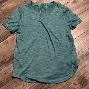 Lululemon Damen Love geschwungener Saum Rundhalsausschnitt T-Shirt Gr. 3 meliert türkis Athleisure - Bild 1 von 7