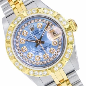 Rolex Datejust Damen Bicolor Gold Stahl Blau Perlmutt Diamant Zifferblatt Uhr - Bild 1 von 11