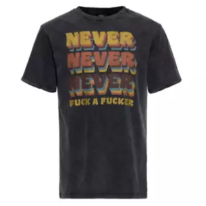 King Kerosin Men's Statement T-Shirt Wild Thing In Oilwashed Black - Picture 1 of 4