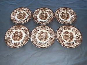 Tonquin Staffordshire England Brown Bread Or Dessert Plates Set of 6 - Picture 1 of 8