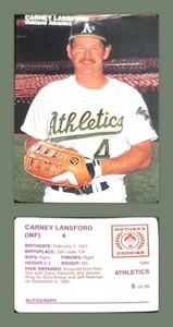 ⚓️🔥1988 Mother's Cookies Oakland Athletics Stadium Giveaway CarneyLansford #6 - Picture 1 of 1