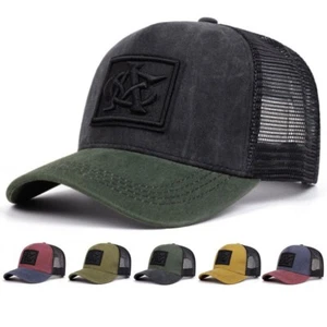 Baseballmütze Buchstaben Stickerei Herren Damen Trucker Netz Hip Hop Druckknopflasche Kappe - Bild 1 von 29