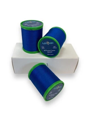 Hello Hobby Solid Thread 100% Cotton 500 Yards 655 Classic Blue (3 Spools) - Image 1 of 4