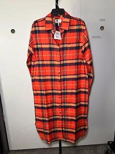 New! Lita by Ciara Plaid Brushed Flannel Maxi Button-Front Shirt Dress Sz Med - Picture 1 of 7