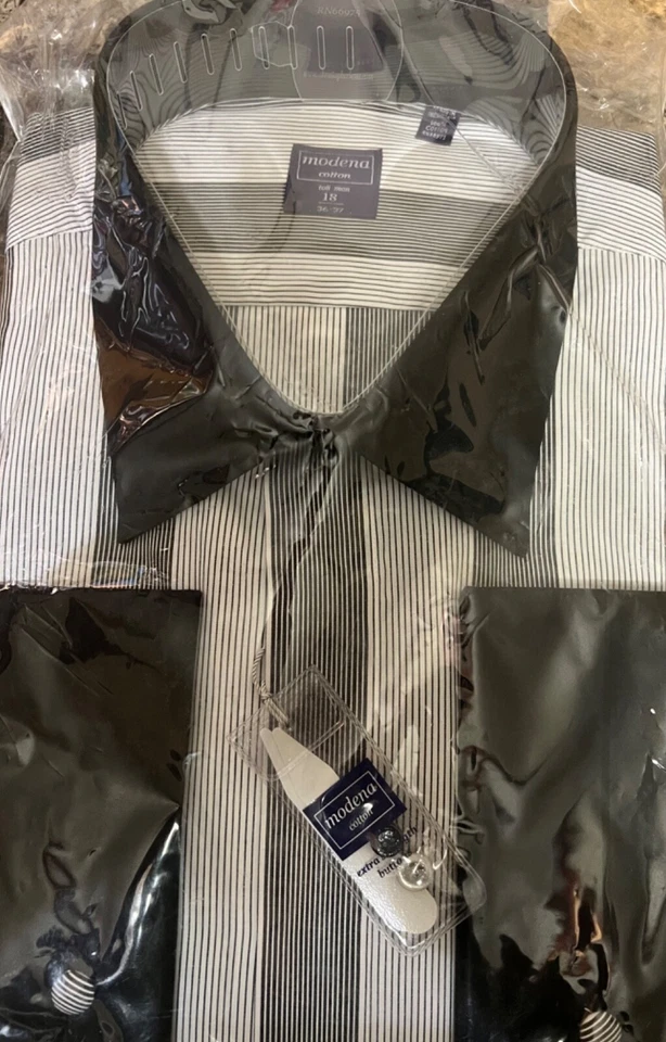 Modena Men's Dress Shirt 18 36/37 Black & White - Image 1 of 1