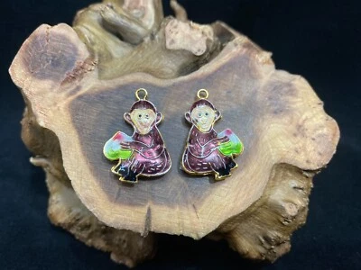 Contas de macaco cloisonne prata 18mmx22mm (2 peças) - Imagem 1 de 4