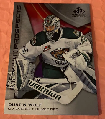 DUSTIN WOLF 2019-20 CHL SP GAME USED TRUE ROOKIE /32 CALGARY FLAMES EVERETT - Image 1 of 2