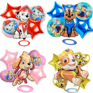 5PCS PAW PATROL Foil Balloons Happy Birthday Kids Party Supplies Decoration Set
