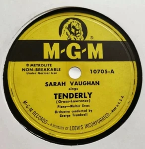 78 SARAH VAUGHAN TENDERLY I'LL WAIT AND PRAY M-G-M 10705 JAZZ FEMALE VOCALS - Picture 1 of 2