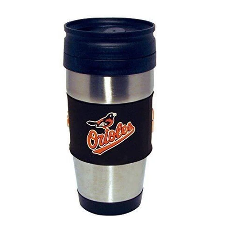 MLB BALTIMORE ORIOLES 15oz STAINLESS STEEL TRAVEL TUMBLER CUP With PVC Wrap New Cover