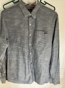 Camisa para hombre Volcom Skater resistente cuello abotonado bolsillo LS azul-gris talla M” - Imagen 1 de 7