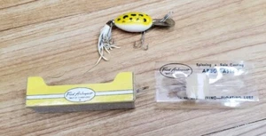 Falda vintage Fred Arbogast Arbo-Gaster señuelo amarillo blanco negro lunares 970F 1/4 OZ - Imagen 1 de 8