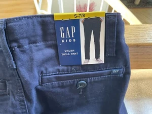 GAP KIDS Youth Twill Pant Blue Navy Size Small- 7/8 NEW - Picture 1 of 8