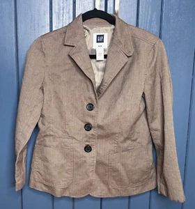 Womens Gap Herringbone Blazer Jacket Size 6 Light Academia Cottage Goblin Core - Picture 1 of 5