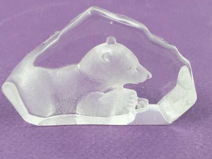 Mats Jonasson Lead Glass Crystal Bear Sculpture  Paperweight Sweden Signed - Picture 1 of 3