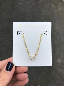 Kendra Scott Cailin Pendant Necklace in White Cubic Zirconia and Gold - Picture 1 of 2
