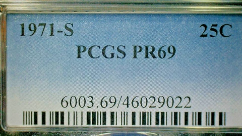4TH OF JULY SALE RETURNS--U.S. 1971-S PCGS PR69 WASH. CLAD .25c KM#164a Cover