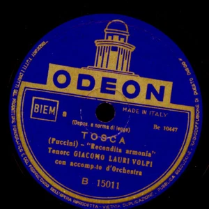 GIACOMO LAURI VOLPI -TENOR- "Tosca" Recondita armonia/ I Puritani 78rpm S070 - Imagen 1 de 2