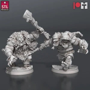 Zweiköpfige Troll Bestien Miniatur Set Ettin Trolle Figur für TTRPG's wie D&D 5e - Bild 1 von 18
