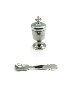 Chalice Potyr with spoon 5 ml small food grade stainless steel engraved - Bild 1 von 6