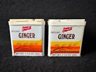 2 French's Ground Ginger 1 1/2 oz Metal Spice Tin Plastic Flip Top Lid Vintage